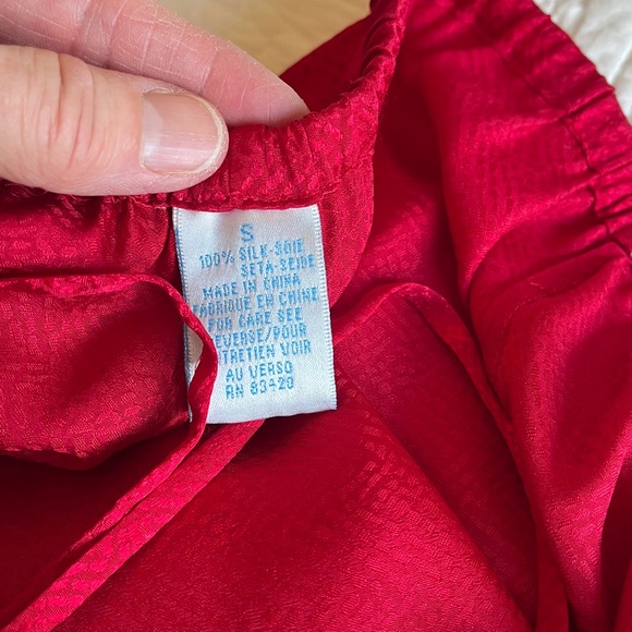 100% Silk Pajama Set Women’s Small Red 2 Pieces Long Sleeves Pants Classic Sexy - Picture 13 of 14